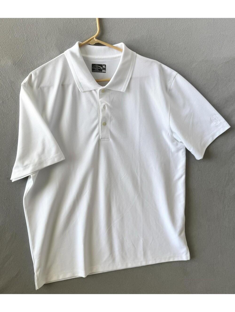 Champions Tour White Golf Polo Shirt Mens XL Performance Short Sleeve PGA